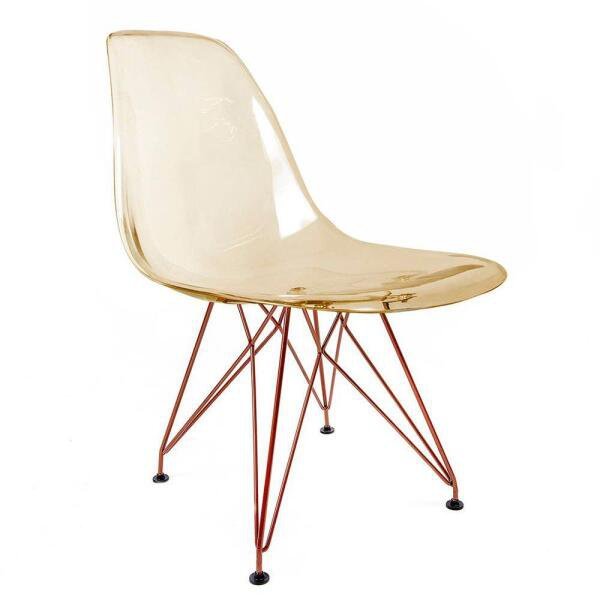 Cadeira Charles Eames Eiffel Ambar Base Bronze - Empório Tiffany - 1