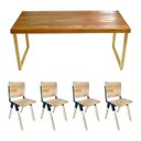 Ver imagem 1 de Conjunto de Mesa Industrial Bernardo Madeira Maciça 1,50mx90cm com Ferragem Preta e 4 Cadeiras Detro