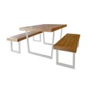Ver imagem 1 de Conjunto Mesa Industrial Lanna 1,80m Ferragem Branca com 2 Bancos Industrial Lanna