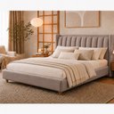 Ver imagem 1 de Cama Japonesa com Cabeceira Seo-Yeon Queen Veludo Nobre Avelã - Sallar Home