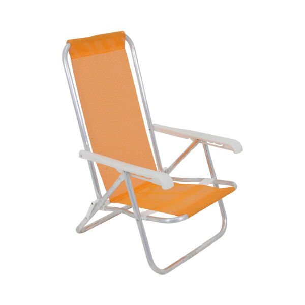 CADEIRA DE PRAIA RECLINÁVEL 4 POSIÇÕES EM ALUMINIO LAZY SANNET LARANJA - 1