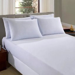 Lençol Casal Percal 180 Fios 1,38x1,88x0,35m com Elastico: Branco - 2