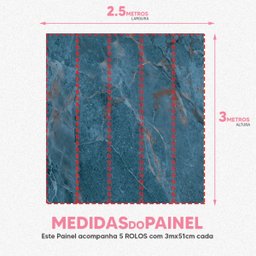 Papel de Parede Painel 3d Mármore Calacata Azul 2,5m Lavável Revestimento Auto Colante Marmorizado - 3
