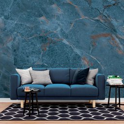 Papel de Parede Painel 3d Mármore Calacata Azul 2,5m Lavável Revestimento Auto Colante Marmorizado - 1