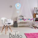 Ver imagem 2 de Luminária Pendente Madeira Balão 45cm Soquete E27 Infantil Azul Claro
