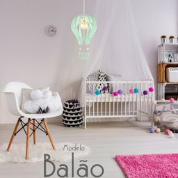 Luminária Pendente Madeira Balão 45cm Soquete E27 Infantil Verde Claro - 2