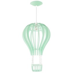Luminária Pendente Madeira Balão 45cm Soquete E27 Infantil Verde Claro - 1