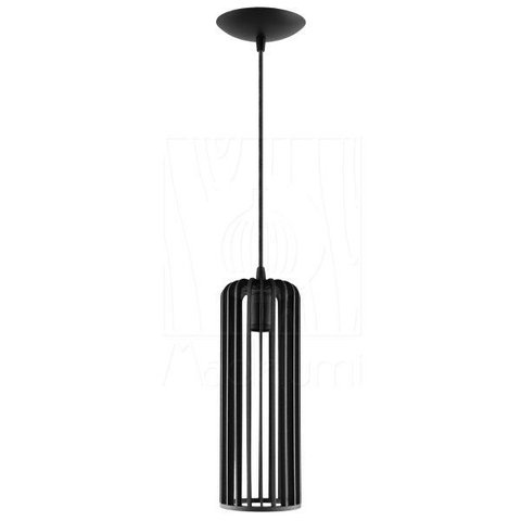 Luminária Pendente Madeira Paladio M E27 Sala Mesa Jantar Preto