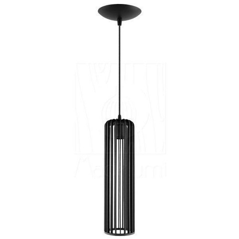 Luminária Pendente Madeira Paladio G E27 Sala Mesa Jantar Preto