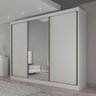 Roupeiro Casal Diamond 3 Portas Com 1 Espelho 6 Gavetas Branco - Novo Horizonte - 1
