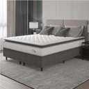 Ver imagem 2 de Cama Box Colchão Casal King Molas Ensacadas City Pillow Top 193x203x61cm Cinza Branco