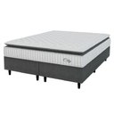 Ver imagem 1 de Cama Box Colchão Casal King Molas Ensacadas City Pillow Top 193x203x61cm Cinza Branco