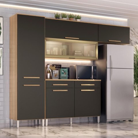 Armário Cozinha Girassol 7 Portas 2gav Pés Reguláveis Teka/onix
