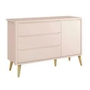 Ver imagem 3 de Jogo de Quarto Infantil Theo Cômoda e Berço Rosa Fosco com Pés Madeira Natural - Reller Móveis