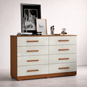 Ver imagem 1 de Cômoda Quarto Moderna 8 Gavetas - Cinamomo / Off White