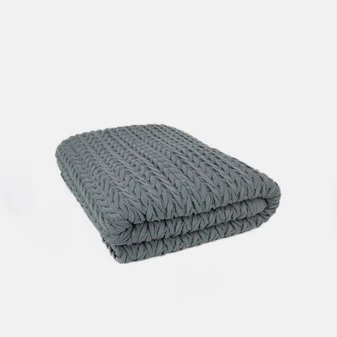 Manta de Tricot Neville Cinza Chumbo Blue Gardenia