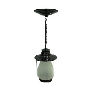 Lustre Pendente Colonial Antigo Vidro Fosco Tupã Preto