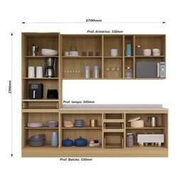 Cozinha Modulada Completa 6 Peças com Tampo e Rodapé Classic Luciane Móveis - 5