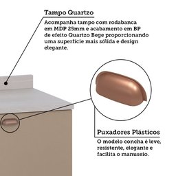 Cozinha Modulada Completa 6 Peças com Tampo e Rodapé Classic Luciane Móveis - 8