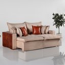 Ver imagem 2 de Sofa Cama Retratil Verona 220cm Kc Rei de Casa Linho Bege/Marrom