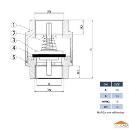Válvula de Retenção 2.1/2 Latão Forjado Vertical Horizontal Ivm Italy Fluxo Unidirecional Metal - 3