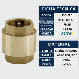 Válvula de Retenção 2.1/2 Latão Forjado Vertical Horizontal Ivm Italy Fluxo Unidirecional Metal - 4