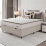 Cama Box Colchão Baú Casal King Molas Ensacadas City Pillow Top 193x203x64cm Bege Branco - 1