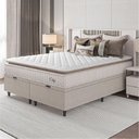 Ver imagem 1 de Cama Box Colchão Baú Casal King Molas Ensacadas City Pillow Top 193x203x64cm Bege Branco