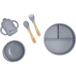 Kit Alimentacao de Silicone Infantil 5 Pecas Freso - Cinza