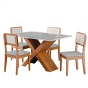 Ver imagem 1 de Conjunto de Mesa para Sala de Jantar Grécia 1,36m com Tampo de Vidro e 4 Cadeiras Santiago - Dobu