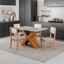 Ver imagem 2 de Conjunto de Mesa para Sala de Jantar Grécia 1,36m com Tampo de Vidro e 4 Cadeiras Santiago - Dobu