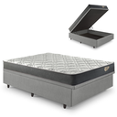 Ver imagem 1 de Cama Box Casal com Baú 138x188 com Colchão Adapto Molas Ensacadas Ecoflex Courino Linho