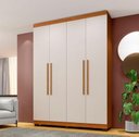 Ver imagem 1 de Guarda Roupa Solteiro 4 Portas 3 Gavetas 140cm New Master Cinamomo/Off White - Benetil