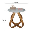Ver imagem 2 de Mesa Lateral Cebola com Vidro 50cm Off White 50cm