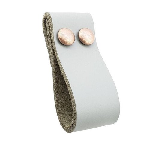 02 Puxadores DobiTwo Parafuso - Couro Legítimo Cinza:Rose Gold