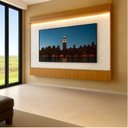 Ver mais imagens de Rack com Painel para TV até 70 Polegadas Ripado Impresso LED 172x182cm Rio Marrom Manchester Mármore