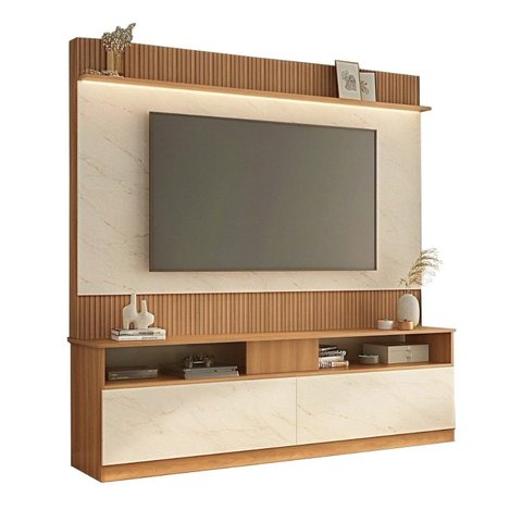 Rack com Painel Ripado para TV até 70 Polegadas 182cmx172cm Rio Branco
