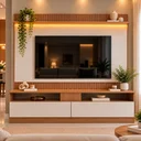 Ver imagem 6 de Rack com Painel para TV até 70 Polegadas Ripado Impresso LED 172x182cm Rio Marrom Manchester Mármore