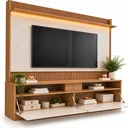 Ver imagem 5 de Rack com Painel para TV até 70 Polegadas Ripado Impresso LED 172x182cm Rio Marrom Manchester Mármore