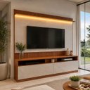 Ver imagem 1 de Rack com Painel para TV até 70 Polegadas Ripado LED 172CMX182CM Rio Branco Marrom Manchester