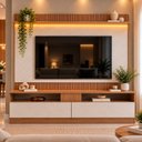 Ver imagem 7 de Rack com Painel para TV até 70 Polegadas Ripado LED 172CMX182CM Rio LED Marrom Manchester