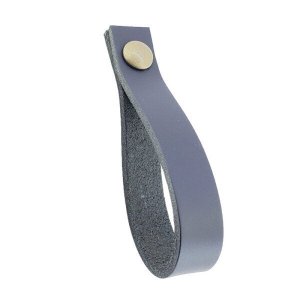 03 Puxadores Dofi Parafuso - Couro Legítimo Azul Marinho:Ouro Velho