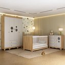Ver imagem 2 de Quarto de Bebê Completo Berço Americano 3x1 Colchão Suspiro Multimóveis Mp4632 Madeirado/off