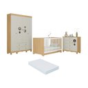 Ver imagem 1 de Quarto de Bebê Completo Berço Americano 3x1 Colchão Suspiro Multimóveis Mp4632 Madeirado/off