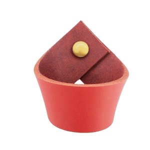 02 Puxadores Coxi Parafuso - Couro Legítimo Vermelho:Dourado