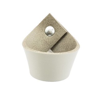 02 Puxadores Coxi Parafuso - Couro Legítimo Cinza:Prata