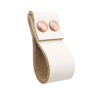 02 Puxadores DobaTwo Parafuso - Couro Legítimo Creme:Cobre