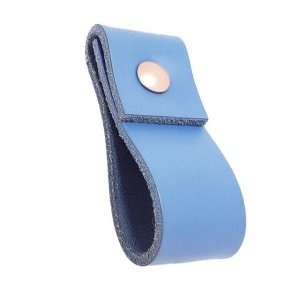 02 Puxadores Doba Parafuso - Couro Legítimo Azul:Rose Gold