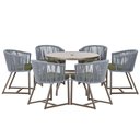 Ver imagem 1 de Mesa com 6 Cadeiras de Jantar Roma 120cm e Noronha em Alumínio Marrom Corda Náutica Estofado 13 Tram
