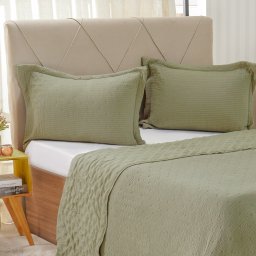 Kit Colcha King Santorini New 260x280cm Folha Seca - 2